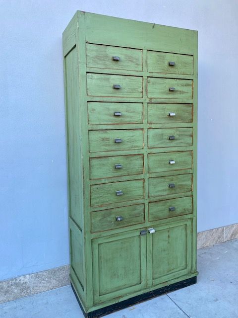 Sage Green Lacquered Drawer Cabinet - Restored (in progress)_car 3186 - Foto 2