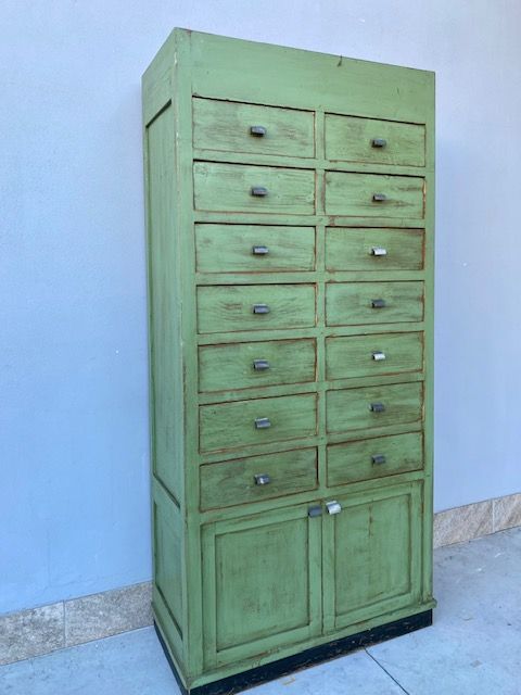Sage Green Lacquered Drawer Cabinet - Restored (in progress)_car 3186 - Foto 3