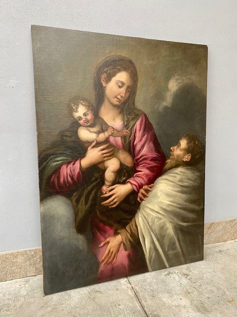 Dipinto Olio su Tela raffigurante Madonna con Bambino - Conservato_car 3184 - Foto 2
