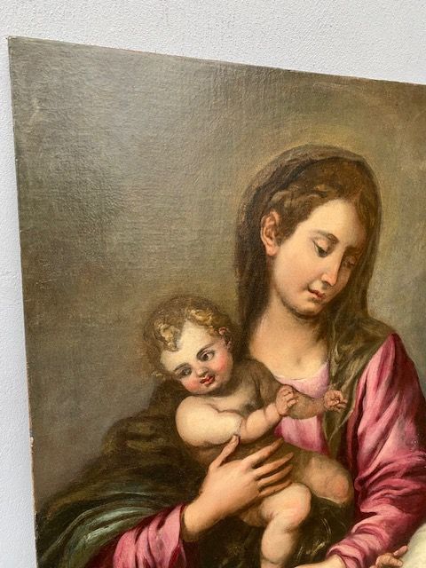 Dipinto Olio su Tela raffigurante Madonna con Bambino - Conservato_car 3184 - Foto 3