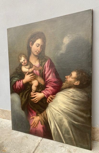 Dipinto Olio su Tela raffigurante Madonna con Bambino - Conservato_car 3184 - Foto 5