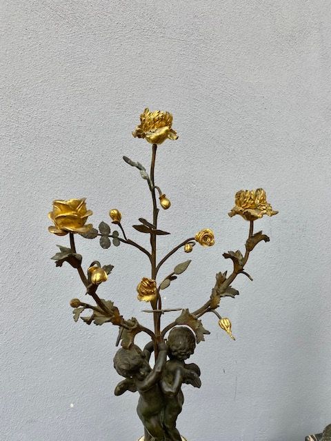 Coppia di Candelabri in Bronzo Dorato - Restaurato (in corso d'opera) _car 3371 - Foto 2