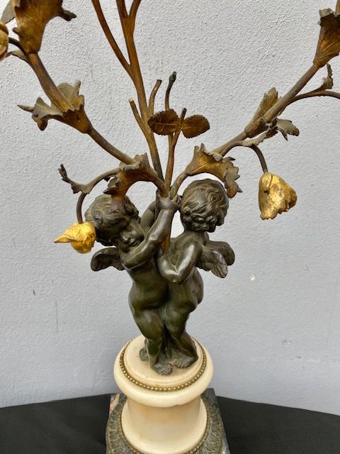 Coppia di Candelabri in Bronzo Dorato - Restaurato (in corso d'opera) _car 3371 - Foto 4