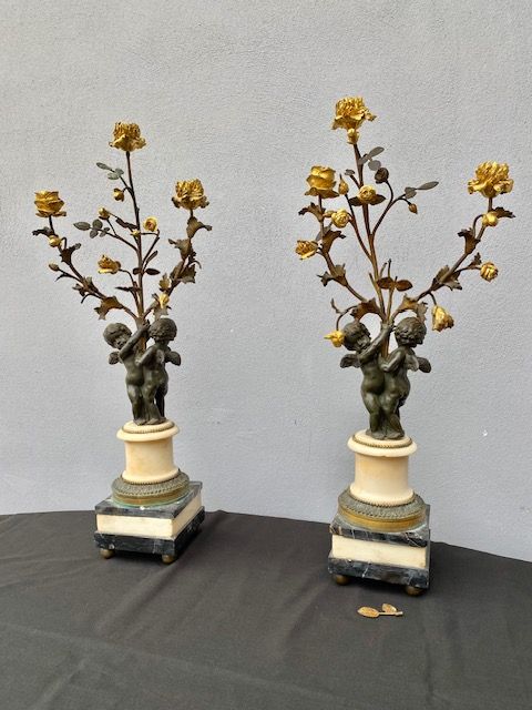 Coppia di Candelabri in Bronzo Dorato - Restaurato (in corso d'opera) _car 3371 - Foto 6